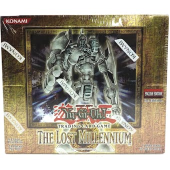 Upper Deck Yu-Gi-Oh Lost Millennium 1st Edition Booster Box 714698 Cut in back of shrink