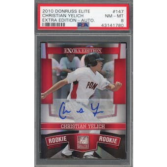 2010 Elite Extra Edition #147 Christian Yelich Auto #/815 PSA 8 *1780 (Reed Buy)