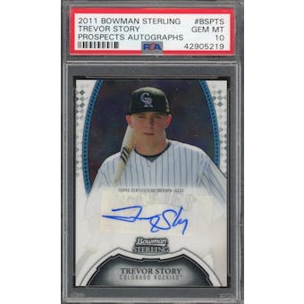 2011 Bowman Sterling Prospects #BSPTS Trevor Story Auto PSA 10 *5219 (Reed Buy)