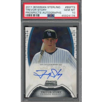 2011 Bowman Sterling Prospects #BSPTS Trevor Story Auto PSA 10 *4178 (Reed Buy)