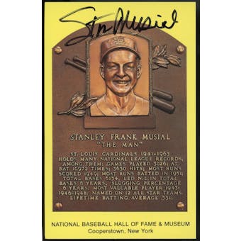 Stan Musial Autographed Baseball HOF Plaque Postcard JSA UU36457 (Reed Buy)