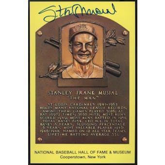 Stan Musial Autographed Baseball HOF Plaque Postcard JSA UU36458 (Reed Buy)