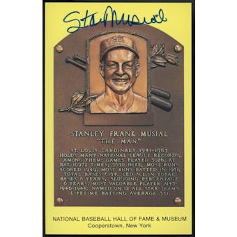 Stan Musial Autographed Baseball HOF Plaque Postcard JSA UU36459 (Reed Buy)