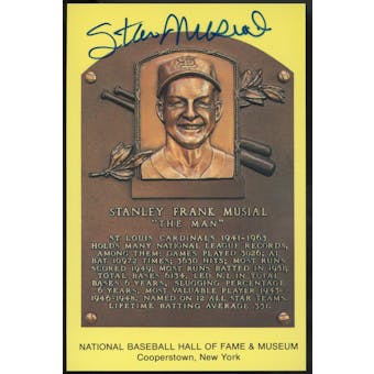 Stan Musial Autographed Baseball HOF Plaque Postcard JSA UU36461 (Reed Buy)