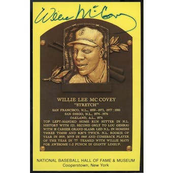 Willie McCovey Autographed Baseball HOF Plaque Postcard JSA UU36462 (Reed Buy)
