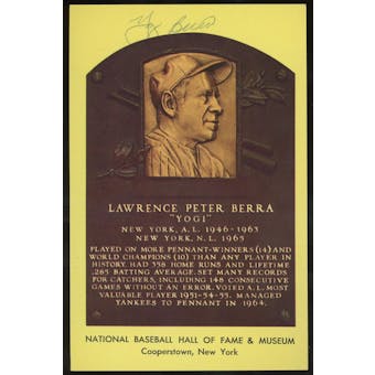 Yogi Berra Autographed Baseball HOF Plaque Postcard JSA UU36463 (Reed Buy)