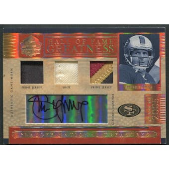 2006 Playoff National Treasures #SY Steve Young HOF Greatness Triple Patch Auto #14/25
