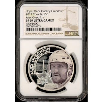 2017 Upper Deck Grandeur 1 oz Silver Alex Ovechkin Coin 480/1000 - NGC PFUC 69 *5960086-003*