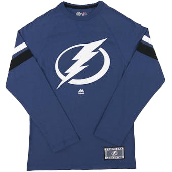 Tampa Bay Lightning Majestic Power Hit Blue Long Sleeve Tee Shirt (Adult Large)