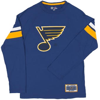 St. Louis Blues Majestic Power Hit Blue Long Sleeve Tee Shirt (Adult Small)
