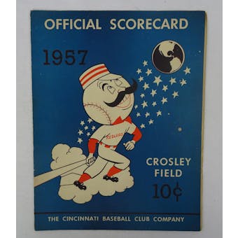 1957 Cincinnati Reds Official Score Card vs Milwaukee Braves (Marked) (Reed Buy)