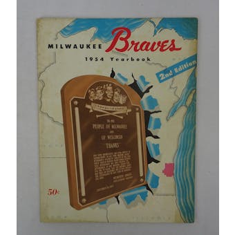 1954 Milwaukee Braves Official Yearbook Second Edition 50-Cents, Hank Aaron Rookie (Reed Buy)