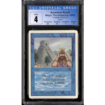 Magic the Gathering Unlimited Ancestral Recall CGC 4 MP/HP
