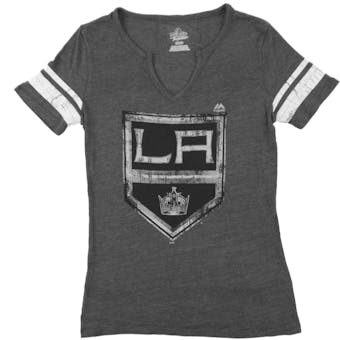 Los Angeles Kings Majestic Heather Gray Womens Tested V-Neck Tri Blend Tee Shirt