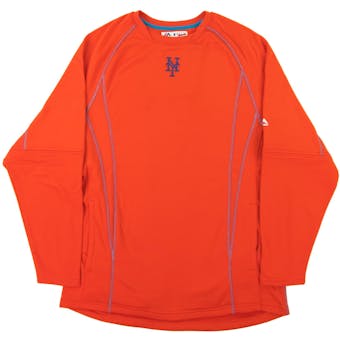 New York Mets Majestic Orange Performance On Field Practice Fleece Pullover (Adult Medium)