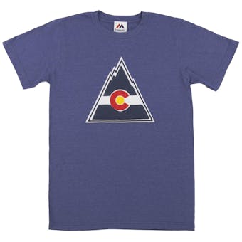 Colorado Rockies Majestic Blue Vintage Lightweight Tek Patch Tee Shirt (Adult Large)