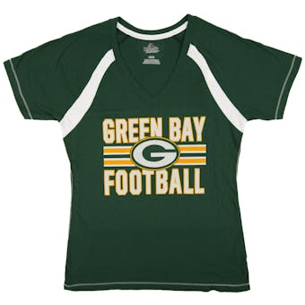 Green Bay Packers Majestic Green Day Game V-Neck Womens Tee Shirt