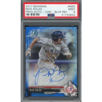 2017 Bowman #NSO Nick Solak Autograph Blue Refractor #/150 PSA 9 *0842 (Reed Buy)