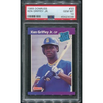 1989 Donruss Baseball #33 Ken Griffey Jr. Rated Rookie PSA 10 (GEM MT)
