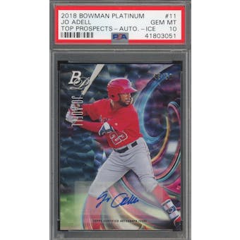 2018 Bowman Platinum Autographs #11 Jo Adell Ice Parallel #/50 PSA 10 *3051 (Reed Buy)