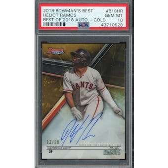 2018 Bowmans Best Autographs #B18HR Heliot Ramos Gold Parallel #/50 PSA 10 *0528 (Reed Buy)
