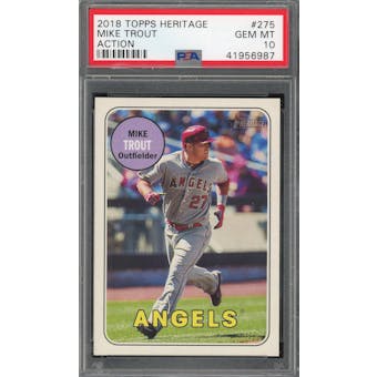 2018 Topps Heritage #275 Mike Trout Action PSA 10 *6987 (Reed Buy)