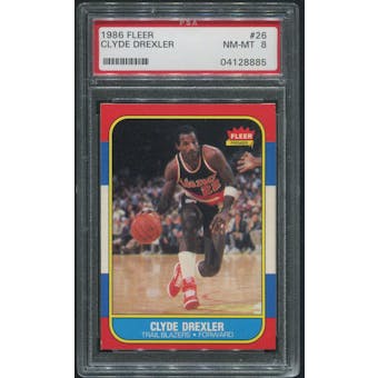 1986/87 Fleer Basketball #26 Clyde Drexler Rookie PSA 8 (NM-MT)
