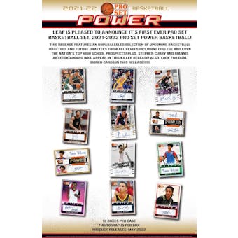 2021/22 Leaf Pro Set Power Basketball Hobby 12-Box Case (Presell)