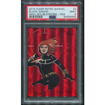 2015 Fleer Retro Marvel #4 Black Widow Precious Metal Gems PMG Red #045/100 PSA 9 (MINT)