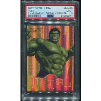 2017 Fleer Ultra Spider-Man #MM19 Hulk Marvel Metal PMG Bronze #063/199 PSA 9 (MINT)