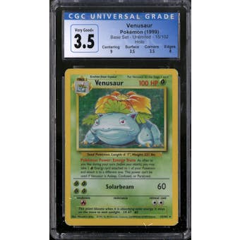 Pokemon Base Set Unlimited Venusaur 15/102 CGC 3.5