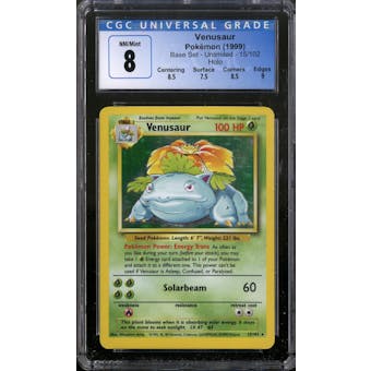 Pokemon Base Set Unlimited Venusaur 15/102 CGC 8