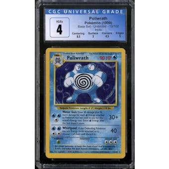 Pokemon Base Set Unlimited Poliwrath 13/102 CGC 4