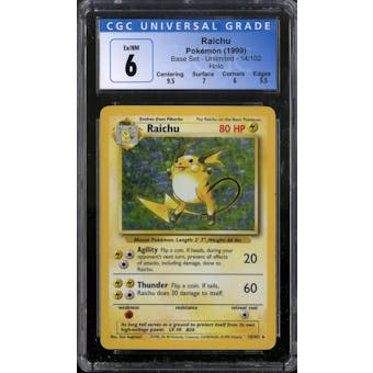 Pokemon Base Set Unlimited Raichu 14/102 CGC 6
