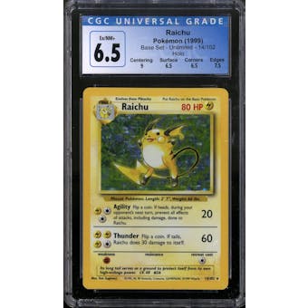 Pokemon Base Set Unlimited Raichu 14/102 CGC 6.5