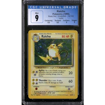 Pokemon Base Set Unlimited Raichu 14/102 CGC 9