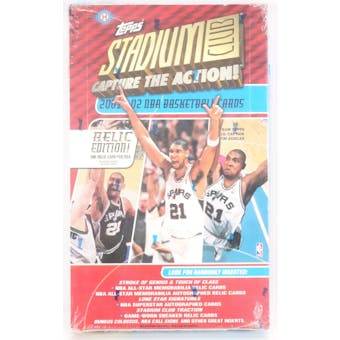 2001/02 Topps Stadium Club Relic Edition Basketball Hobby Box (Reed Buy)
