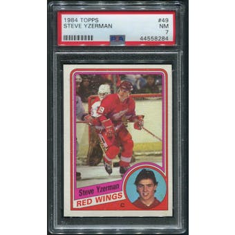 1984/85 Topps Hockey #49 Steve Yzerman Rookie PSA 7 (NM)