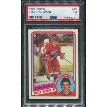 1984/85 Topps Hockey #49 Steve Yzerman Rookie PSA 7 (NM)