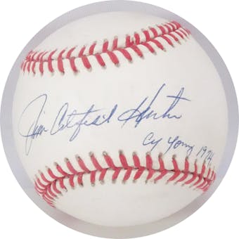 Jim Catfish Hunter Autographed AL Brown Baseball (Cy Young 1974) JSA AB84140 (Reed Buy)