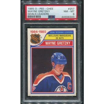 1985/86 O-Pee-Chee Hockey #257 Wayne Gretzky Goal Leaders PSA 8 (NM-MT)