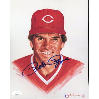 Pete Rose Cincinnati Reds Autographed 8x10 Ron Lewis Art JSA AB84593 (Reed Buy)