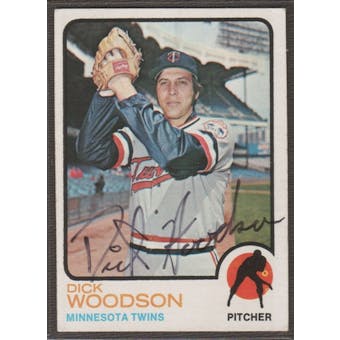 1973 Topps Baseball #98 Dick Woodson Signed in Person Auto
