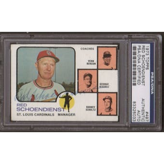 1973 Topps Red Schoendienst #497 Autographed Card PSA Slabbed (237)