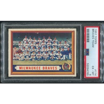 1957 Topps Baseball #114 Milwaukee Braves PSA 6 (EX-MT)