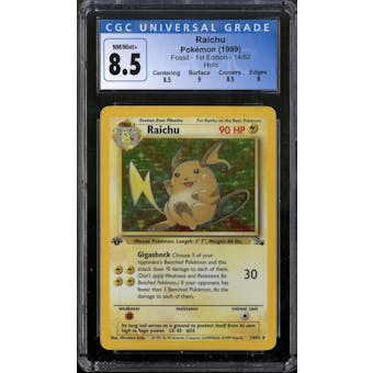 Pokemon Fossil 1st Edition Raichu 14/62 CGC 8.5