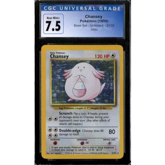 Pokemon Base Set Unlimited Chansey 3/102 CGC 7.5 No Subs