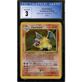 Pokemon Base Set Unlimited Charizard 4/102 CGC 3 No Subs