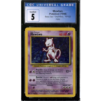Pokemon Base Set Unlimited Mewtwo 10/102 CGC 5