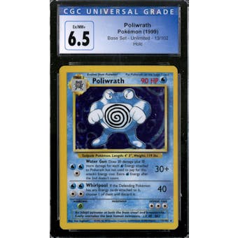 Pokemon Base Set Unlimited Poliwrath 13/102 CGC 6.5
